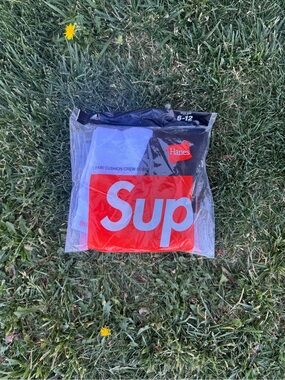 Hanes Crew Socks with Red Graphic Panel